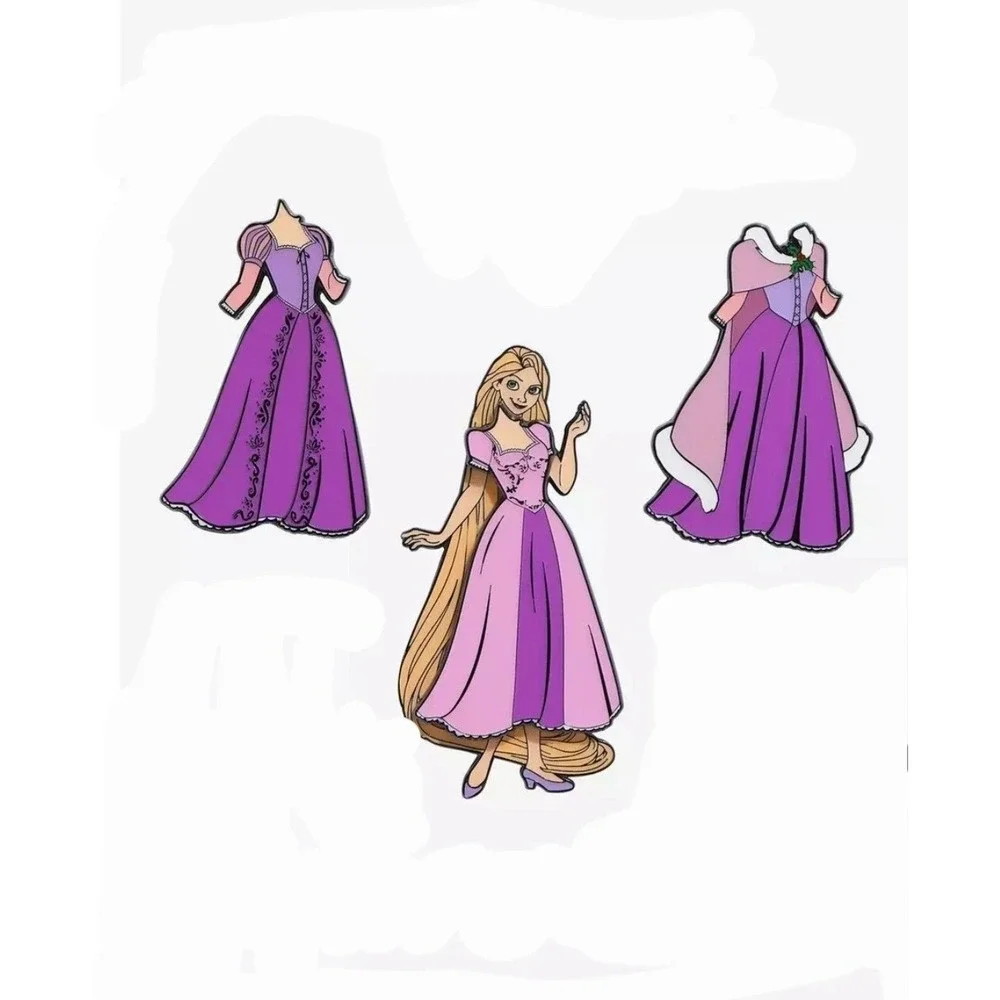 NEW Disney Tangled  Interchangeable Magnetic Paper Doll Dress Enamel Pin Set! - Picture 2 of 2